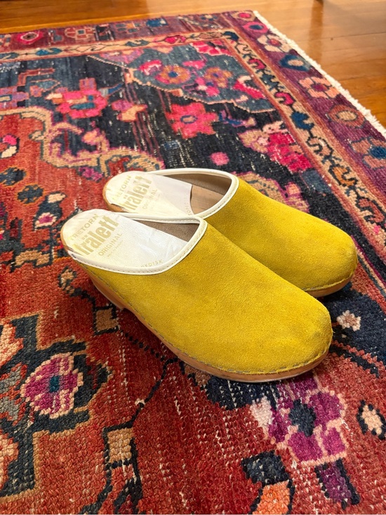 Tretorn Shoes - Vintage Tretorn Swedish Yellow Suede Clog Mules